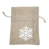 Online Christmas Forever GIFT SACK NATURAL 5″ W/ WHITE SNOWFLAKE 5″ BURLAP