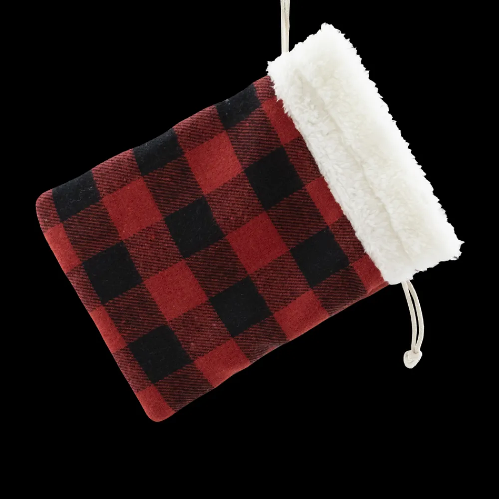 Online Christmas Forever GIFT SACK RED/ BLACK PLAID 6″ X 8″ SHERPA CUFF