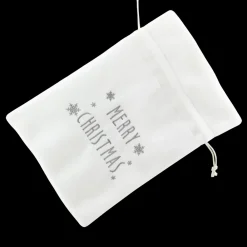 New Christmas Forever GIFT SACK WHITE FELT 8″ X 10″ W/MERRY CHRISTMAS EMBROIDERY