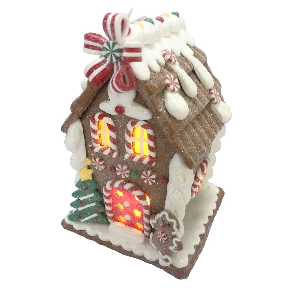 Clearance Christmas Forever GINGERBREAD HOUSE W/ LED (YELLOW) 5.6″ CLAY DOUGH