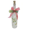 Hot Christmas Forever GLASS BOTTLE TABLE DECOR W/ 10 LED LIGHTS 11.5″ WHITE HOLY PATTERN