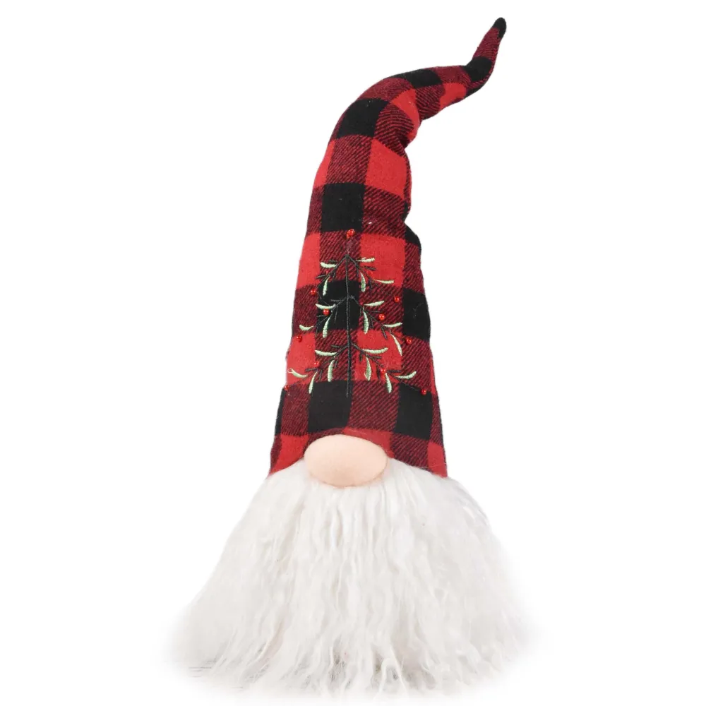 Sale Christmas Forever GNOME PLUSH 20″ RED/ BLACK PLAID W/LONG HAT