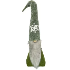 Clearance Christmas Forever GNOME PLUSH FAUX FUR GREEN 34.5″ W/ SNOWFLAKE