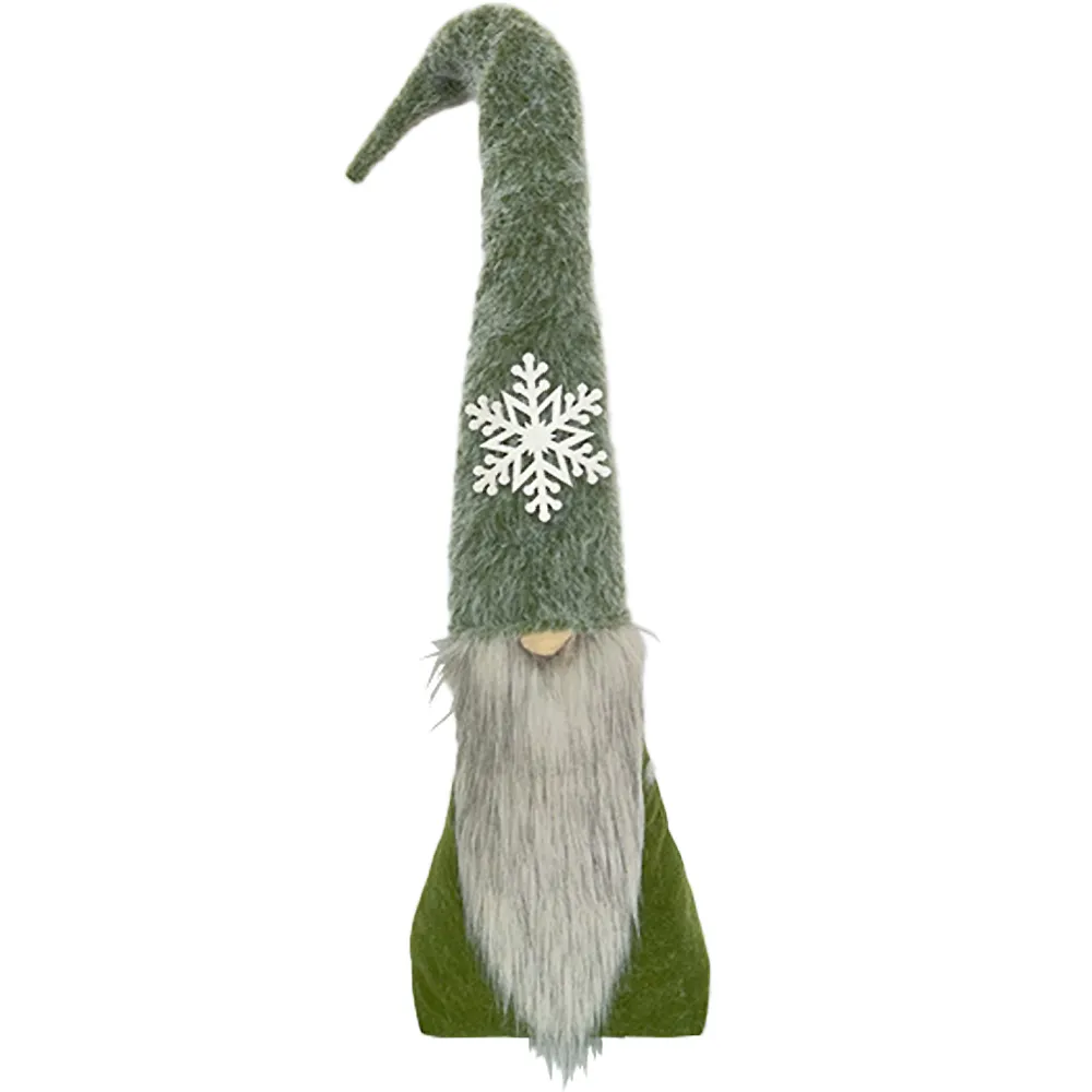 Clearance Christmas Forever GNOME PLUSH FAUX FUR GREEN 34.5″ W/ SNOWFLAKE