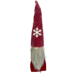 New Christmas Forever GNOME PLUSH FAUX FUR RED 24.5″ W/ SNOWFLAKE