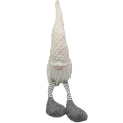 Outlet Christmas Forever GNOME PLUSH SITTING 19″ WHITE HAT/GRAY W/ DANGLE LEGS
