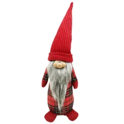 Clearance Christmas Forever GNOME PLUSH STANDING 19″ RED PLAID W/ FACE