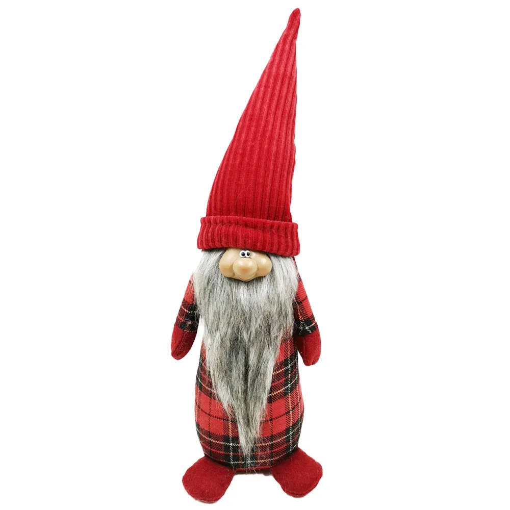 Clearance Christmas Forever GNOME PLUSH STANDING 19″ RED PLAID W/ FACE