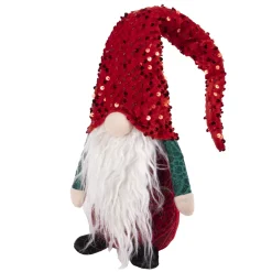 Clearance Christmas Forever GNOME STANDING 21″ RED/ GREEN LACE W/ RED SEQUINS HAT