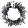 Hot Christmas Forever HALLOWEEN WREATH 22″ PINE W/ SKULL, BAT & SPIDER BLACK/WHITE