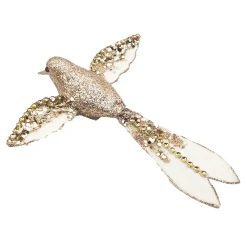 Best Christmas Forever HUMMING BIRD 8.5″ GOLD/IVORY W/ SEQUINS & GLITTER