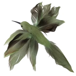 Hot Christmas Forever HUMMING BIRD 9.5″ GREEN, W/ CLIP FEATHER TAIL