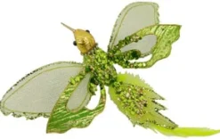 Hot Christmas Forever HUMMING BIRD GREEN CHARTRUSE 8″ W/GLITTER & CLIP