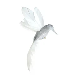 Christmas Forever HUMMING BIRD WHITE 8″ W/ GLITTER & CLIP