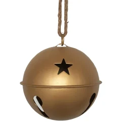 Discount Christmas Forever JINGLE BELL GOLD MATT 5.5″ W/ ROPE HANGER