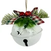 Online Christmas Forever JINGLE BELL WHITE SHINY 3″ W/ RED/GREEN BOW