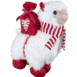 Discount Christmas Forever LAMA PLUSH 11″ STANDING WHITE/RED W/GIFT BOX & SCARF