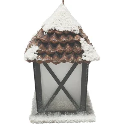 Discount Christmas Forever LANTERN SNOWED WOODEN/PINE CONE5″x8.5″ NATURAL/BIRCH LOOK LED LIGHT-UP W/ TIMER