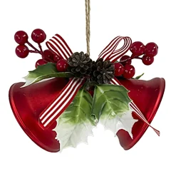 Best Christmas Forever LIBERTY BELL REDx2 5″ W/ PINE & SHEER BOW