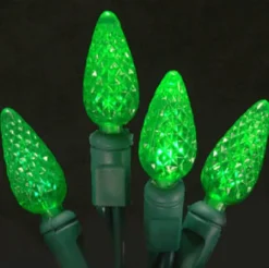 Clearance Christmas Forever LIGHT LED O/D C6 FACETED 70L PURE GREEN