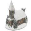 Best Christmas Forever LOG LOOK CHURCH SNOWED WOODEN/RATTAN 13.5″x12″ NAT./BIRCH LOOK LED LIGHT-UP W/ TIMER