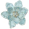 Clearance Christmas Forever MAGNOLIA HEAD BLUE ICE 9.5″ VELVET W/ CH GLITTER & CLIP