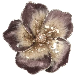 Hot Christmas Forever MAGNOLIA HEAD BROWN 4″ VELVET W/ SEQUIN & CLIP