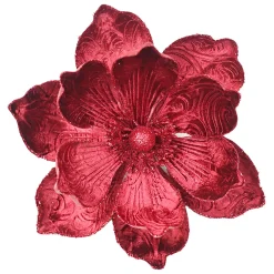 Hot Christmas Forever MAGNOLIA HEAD BURGUNDY 9.5″ VELVET W/ CLIP