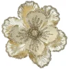 Christmas Forever MAGNOLIA HEAD CHAMPAGNE 8″ GLITTER METALLIC W/ CLIP