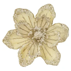 Hot Christmas Forever MAGNOLIA HEAD GOLD 8.5″ GLITTER METALLIC W/ CLIP