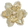 Christmas Forever MAGNOLIA HEAD GOLD/SILVER 9.5″ GLITTER METALLIC W/ CLIP