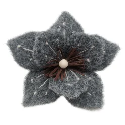 Sale Christmas Forever MAGNOLIA HEAD GRAY 7″ FELT FROSTED LOOK W/ CLIP