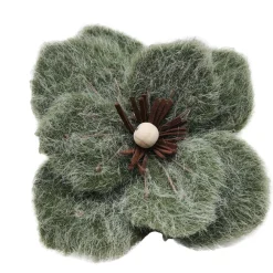 Hot Christmas Forever MAGNOLIA HEAD GREEN MOSS 6″ FELT FROSTED LOOK W/ CLIP