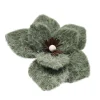 Outlet Christmas Forever MAGNOLIA HEAD GREEN MOSS 7″ FELT FROSTED LOOK W/ CLIP