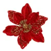 Christmas Forever MAGNOLIA HEAD RED 8.5″ VELVET W/GOLD GLTR. & CLIP