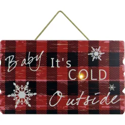 Sale Christmas Forever MDF WALL DECOR 16″X9″ 1 LED BABY IT’S COLD OUTSIDE PRNT ON RED/ BLK BUFFALO PLAID (TMR)