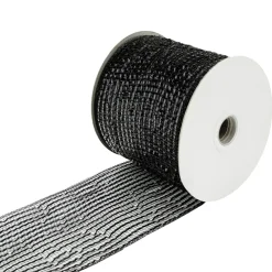 Sale Christmas Forever MESH RIBBON 4″ X 25 YDS BLACK DLX SPARKLE
