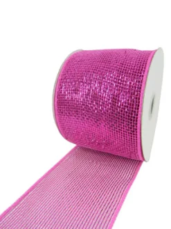 Sale Christmas Forever MESH RIBBON 4″ X 25 YDS FUCHSIA FULL SPARKLE