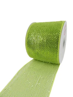 Best Christmas Forever MESH RIBBON 4″ X 25 YDS GREEN (LIME) FULL SPARKLE