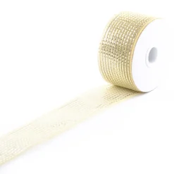 Outlet Christmas Forever MESH RIBBON 2.5″x20 YDS GOLD (LIGHT) FULL SPARKLE