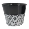 Best Christmas Forever METAL POT BLACK/WHITE WITH DIAMOND PATTERN 6″