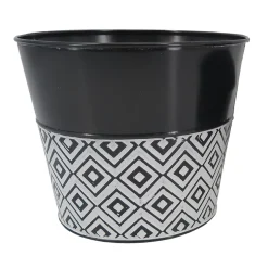 Best Christmas Forever METAL POT BLACK/WHITE WITH DIAMOND PATTERN 4.25″