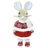Hot Christmas Forever MOUSE BEIGE 10″STANDING GIRL W/ RED NORDIC PRINT DRESS & BOOTS