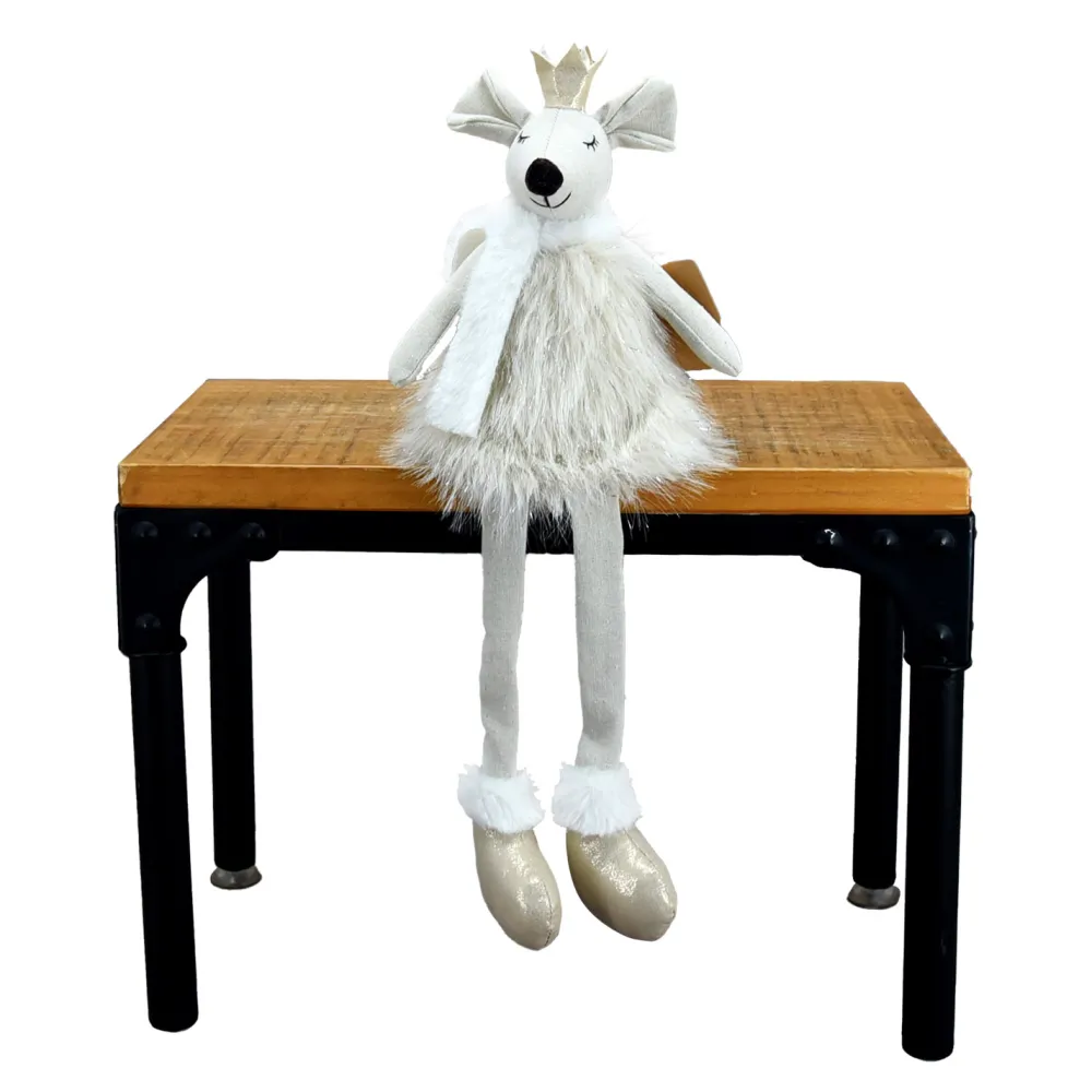 Hot Christmas Forever MOUSE PLUSH DAGLING LEGS 17.5″ IVORY
