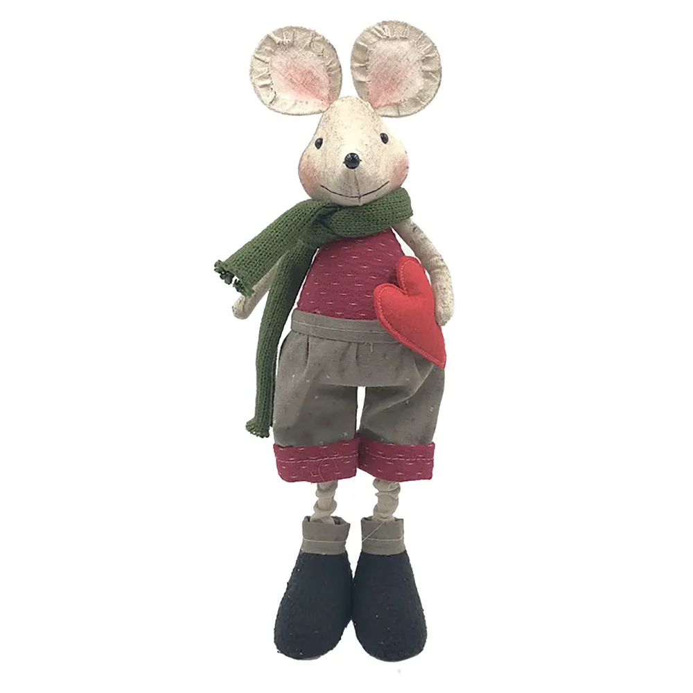 Best Christmas Forever MOUSE RED/GRAY BOY STANDING 13.4″ W/ SCARF