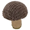 Christmas Forever MUSHROOM WOODEN BODY|FABRIC CAP BROWN/NATURAL 4″ GLITTER/FROSTED