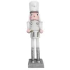 Sale Christmas Forever NUTCRACKER WOODEN STANDING 15″ WHITE/SILVER W/ DRUM