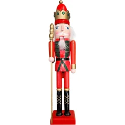 Discount Christmas Forever NUTCRACKER WOODEN STANDING 15″ RED/BLACK