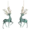 Clearance Christmas Forever ORN BLUE/ CEAR DEER 5.5″ TURQUOISE W/ CHAMPAGNE GOLD GLITTER 2 ASSTD.