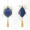 Discount Christmas Forever ORN BLUE HOLLOW ONION & DIAMOND 8″ W/ GLTR 2 ASSTD. W/ GOLD BOW